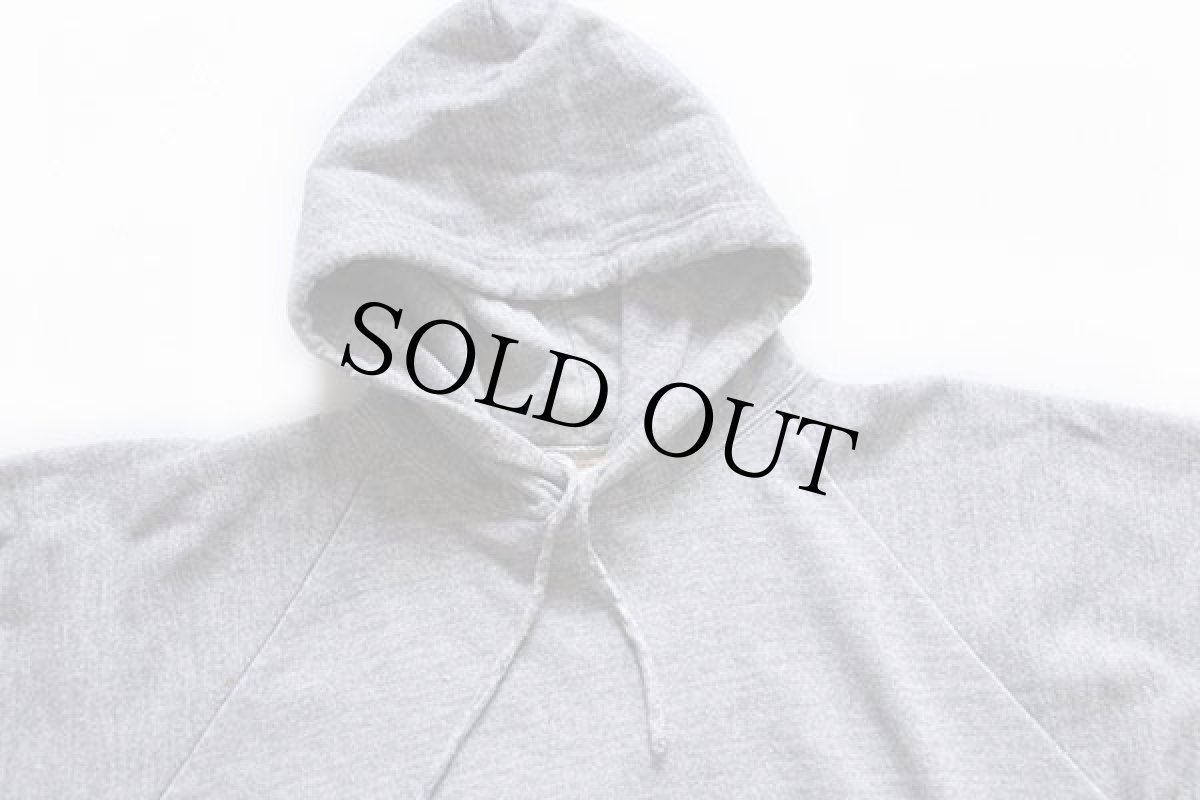 画像3: 80s ルーマニア製 UNKNOWN 無地 裏サーマル スウェットパーカー 杢グレー L (3)