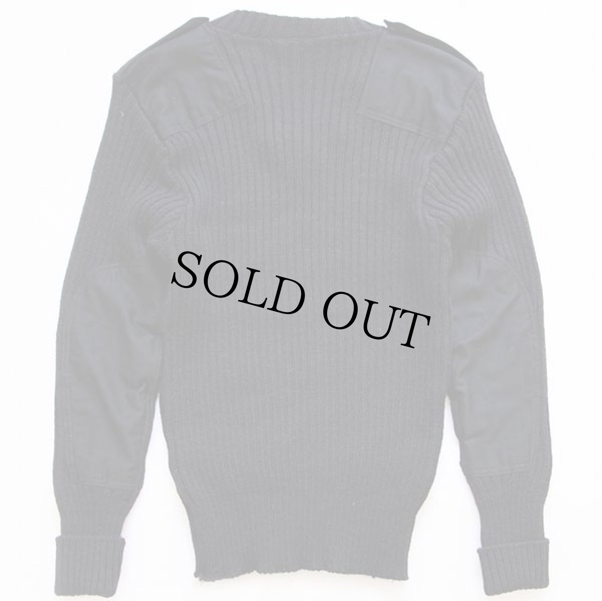 画像2: 英国製 Citadel Vネック ウールニット コマンドセーター 黒 40 (2)