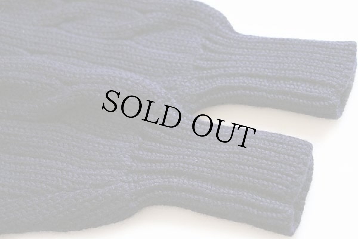 画像6: 90s ポロ ラルフローレン タートルネック ケーブル編み ウールニット セーター 紺 M (6)