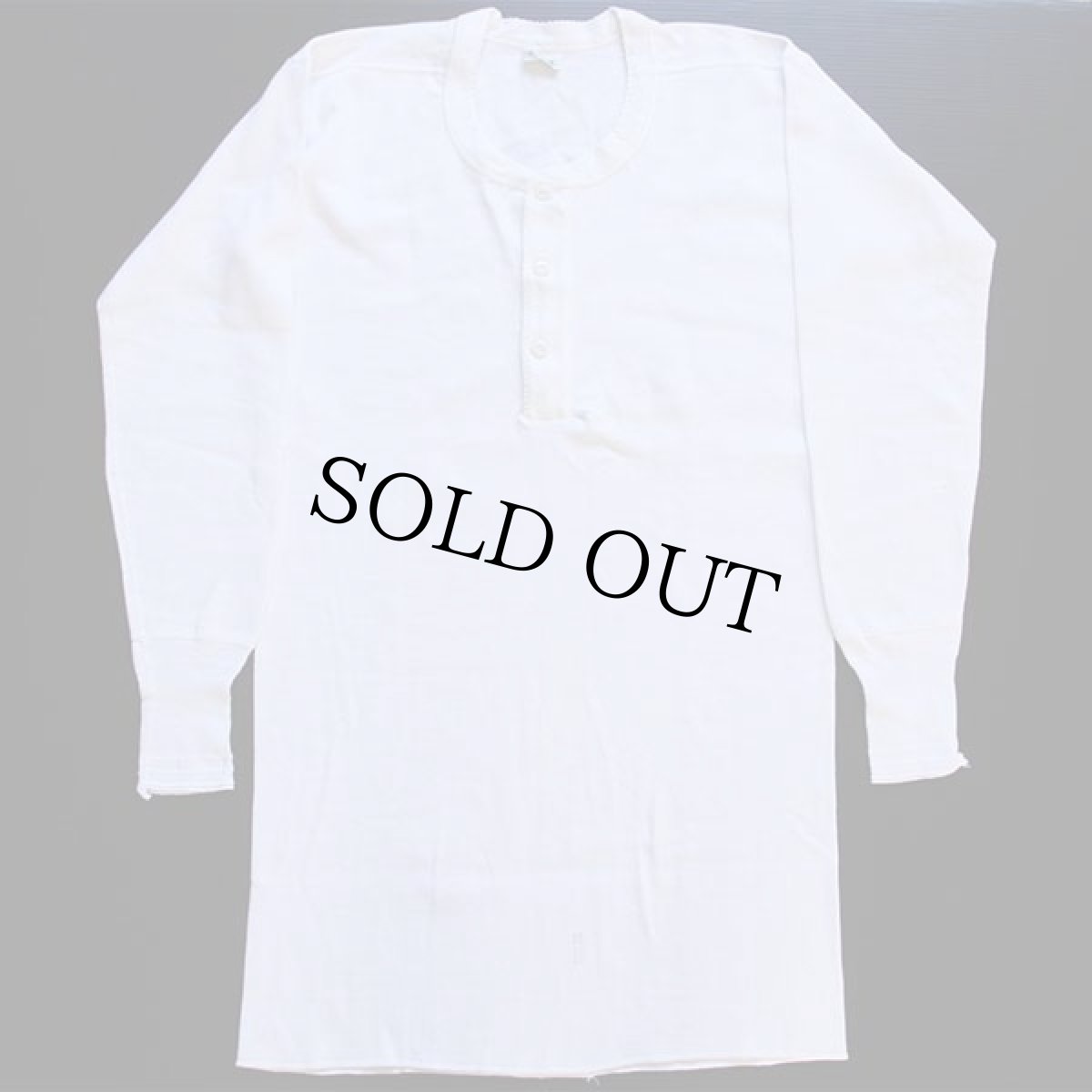 画像2: デッドストック★50s PILGRIMピルグリム ヘンリーネック ウール×コットン アンダーシャツ 白 46 (2)