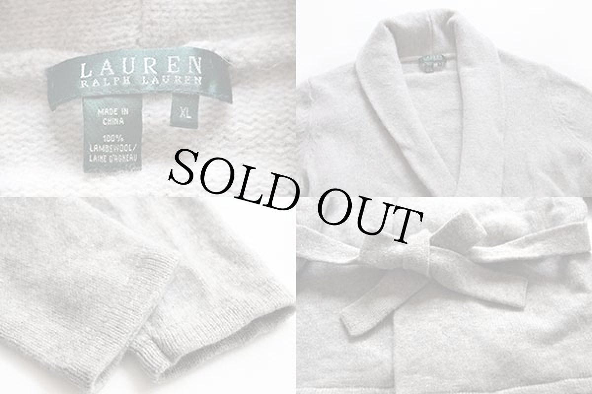 画像3: LAUREN ラルフローレン ショールカラー ラムウールニット ガウン 杢グレー XL★カーディガン (3)