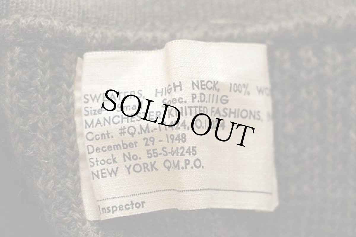 画像4: デッドストック★40s 米軍 U.S.ARMY 5ボタン ハイネック ウールニット セーター オリーブドラブ S (4)