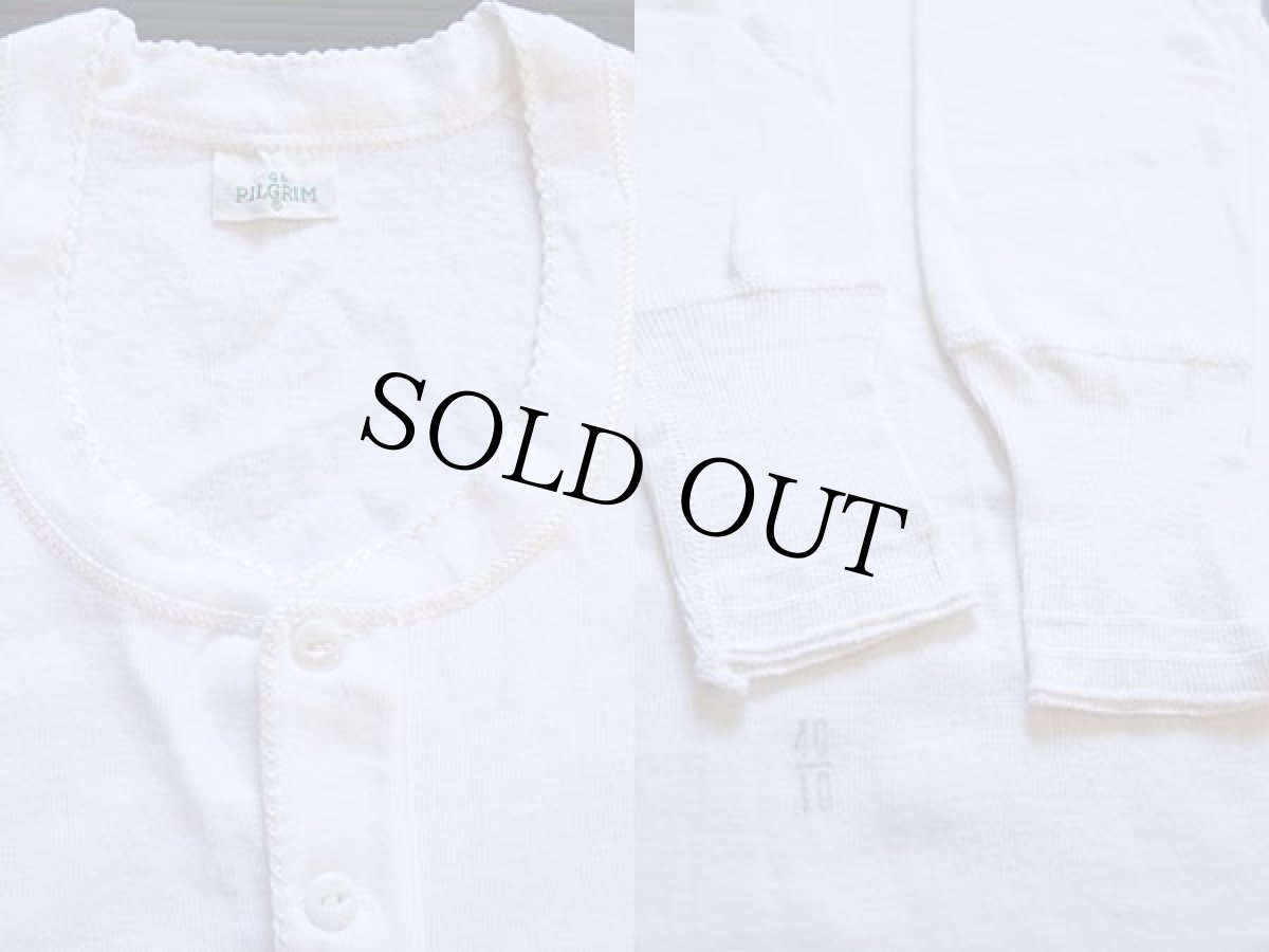 画像3: デッドストック★50s PILGRIMピルグリム ヘンリーネック ウール×コットン アンダーシャツ 白 46 (3)