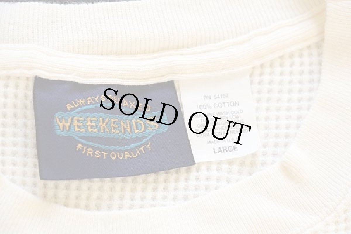 画像3: 90s USA製 WEEKENDS コットン 半袖サーマルシャツ ナチュラル L (3)