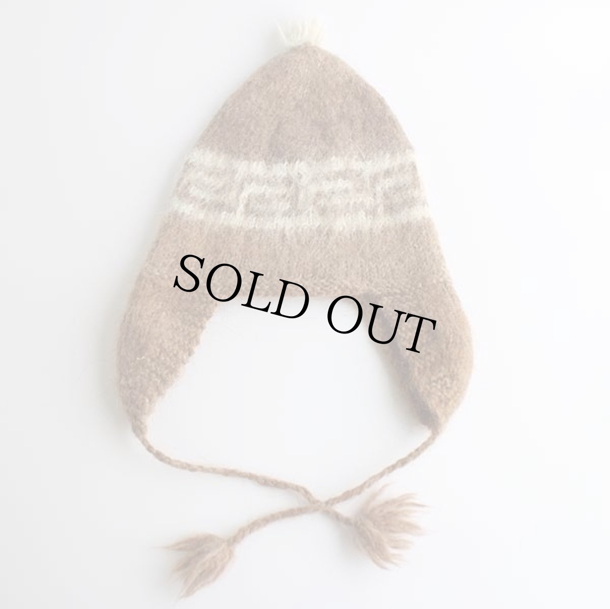 画像2: UNKNOWN フォークロア柄 耳当て付き アルパカ ニットキャップ 茶 (2)