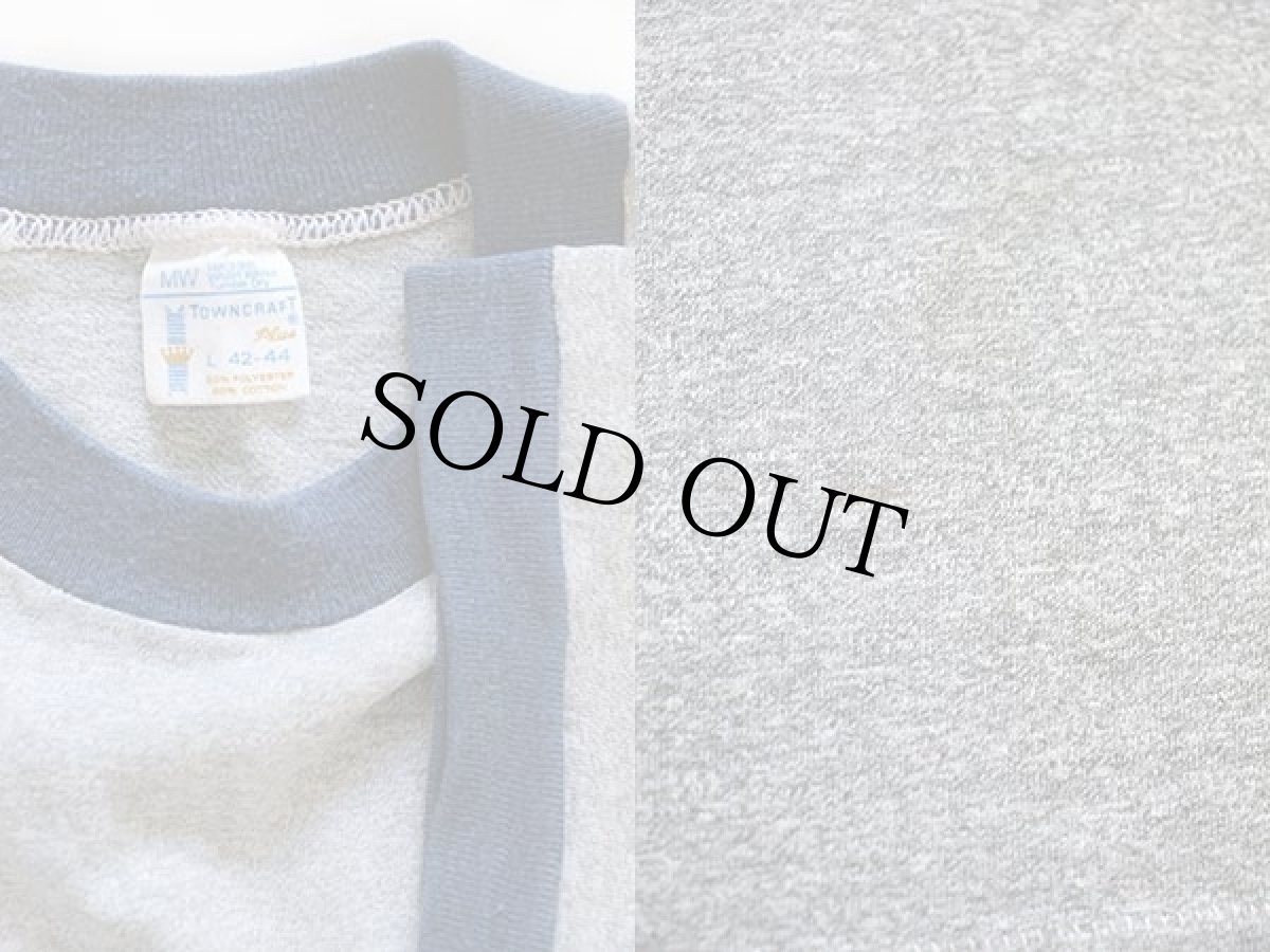 画像3: 70s TOWNCRAFT 無地 リンガーTシャツ 杢グレー×紺 L (3)