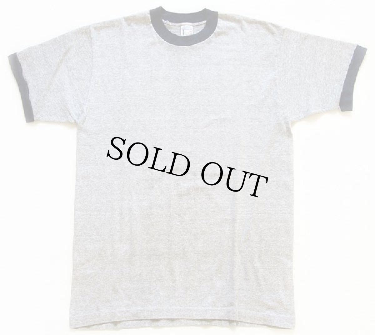 画像2: 70s TOWNCRAFT 無地 リンガーTシャツ 杢グレー×紺 L (2)