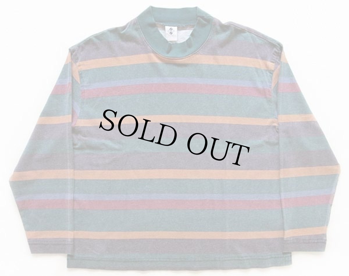 画像2: 90s USA製 Columbiaコロンビア ランダムボーダー コットン 長袖Tシャツ (2)