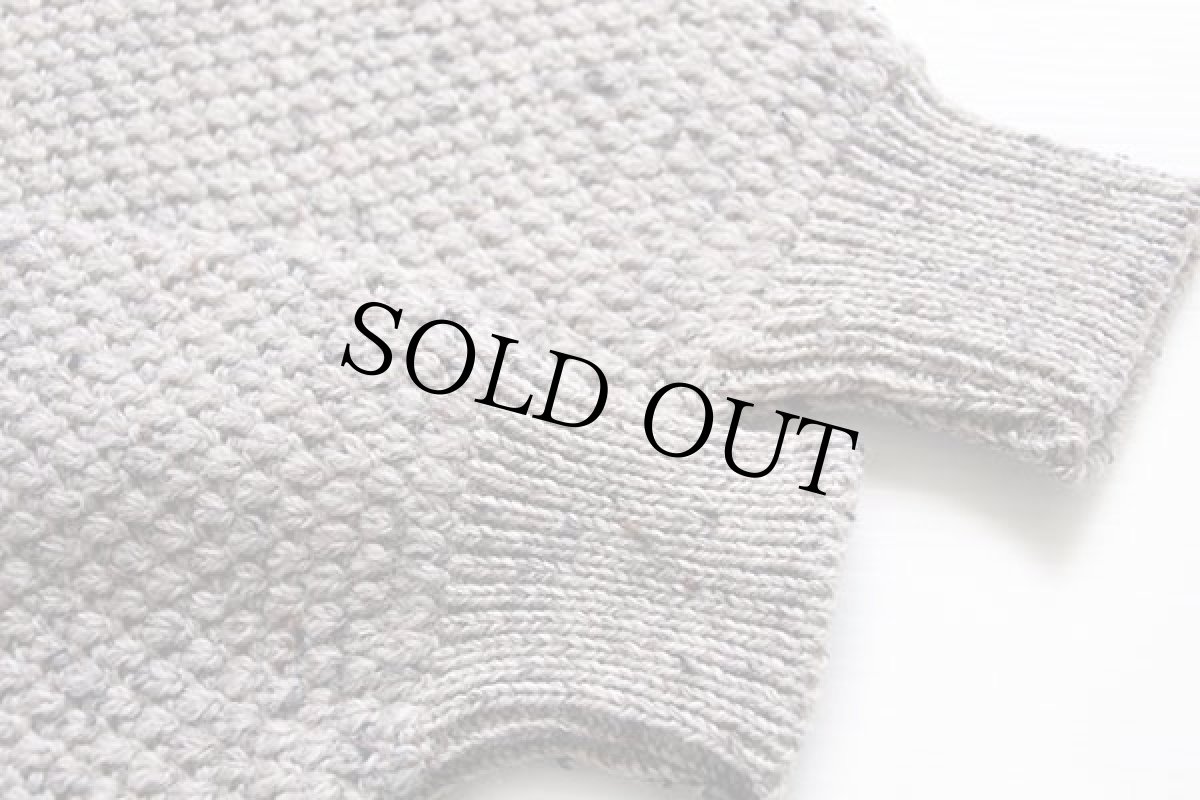 画像6: アイルランド製 Western Island ケーブル編み ネップ入り ウールニット セーター グレーベージュ★フィッシャーマン (6)