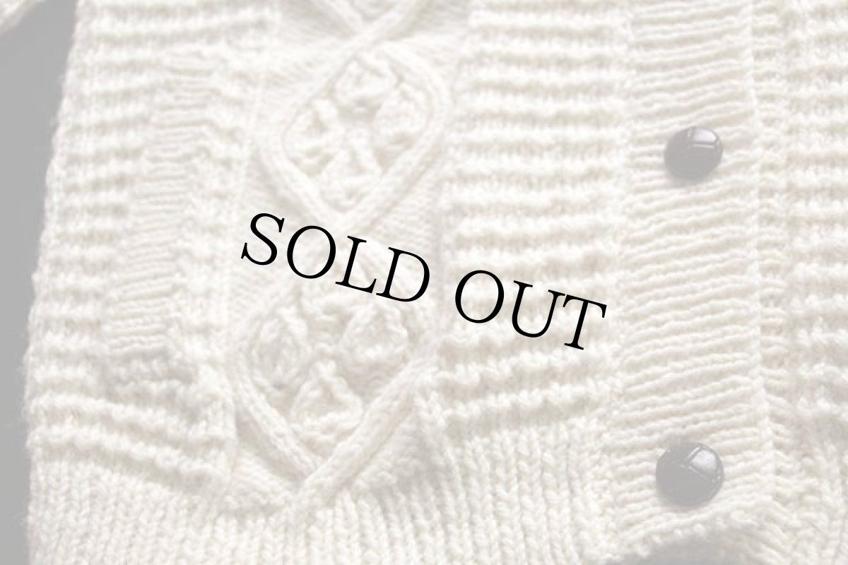 画像5: アイルランド製 Bunratty タートルネック ケーブル編み ウールニット カーディガン ナチュラル★フィッシャーマン (5)