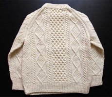 画像2: アイルランド製 Glenairn × Browns of Bermuda ケーブル編み ウール ハンドニット セーター ナチュラル★フィッシャーマン (2)