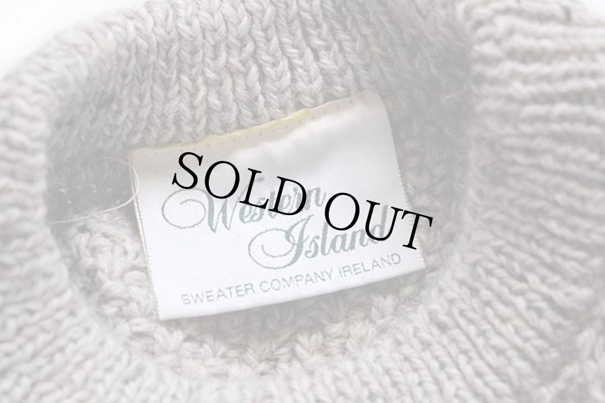 画像4: アイルランド製 Western Island ケーブル編み ネップ入り ウールニット セーター グレーベージュ★フィッシャーマン (4)