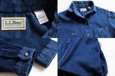 画像3: 80s USA製 L.L.Bean 丸襟 マキシ丈 コーデュロイ シャツワンピース 青 12 (3)