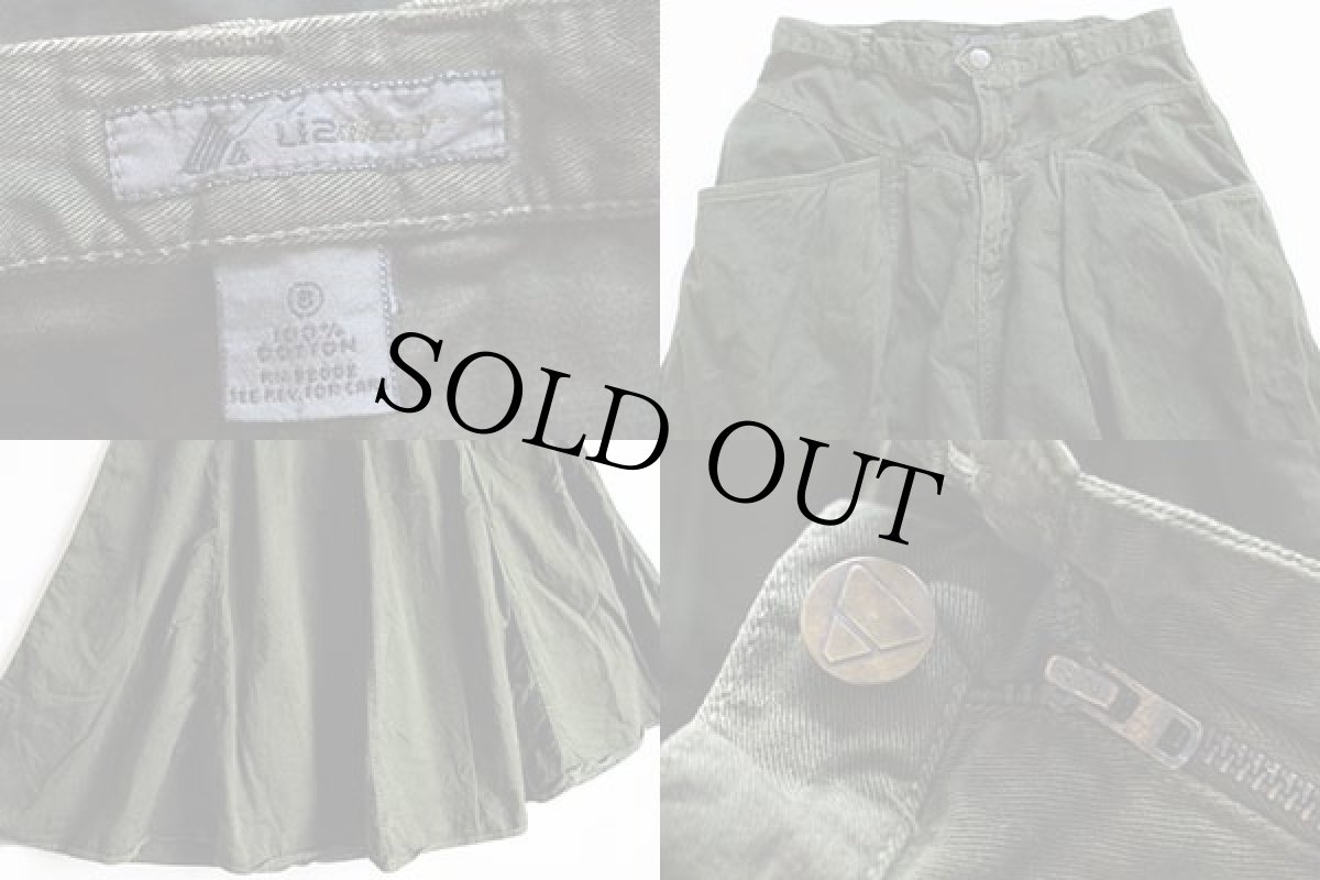 画像3: 80s USA製 Lizwear 無地 マキシ丈 コットン フレアスカート 後染め 深緑 8 (3)