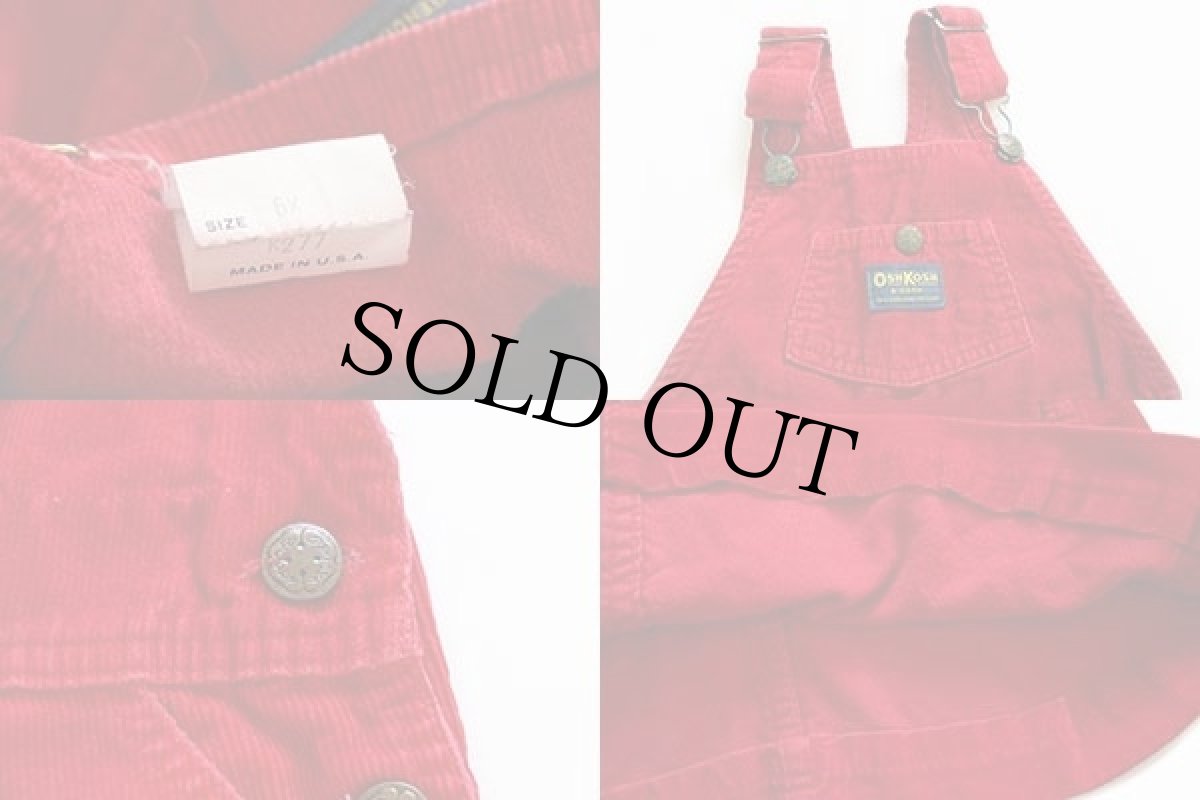 画像3: 80s USA製 OSHKOSH B'GOSH コーデュロイ サロペット スカート 赤 キッズ6X★オーバーオール (3)