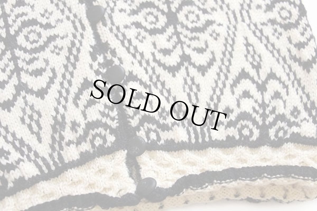 画像5: 90s ノルウェー製 DALE OF NORWAY ハイネック 編み柄×ケーブル編み 切り替え ウールニット カーディガン (5)