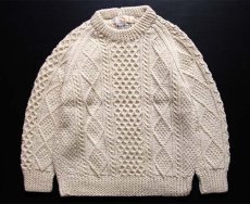 画像1: アイルランド製 Glenairn × Browns of Bermuda ケーブル編み ウール ハンドニット セーター ナチュラル★フィッシャーマン (1)