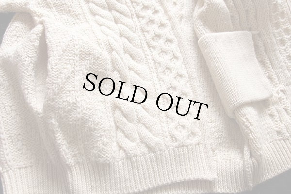 画像5: Magee ハイネック ケーブル編み ウールニット フルジップ セーター ナチュラル XL★カーディガン (5)