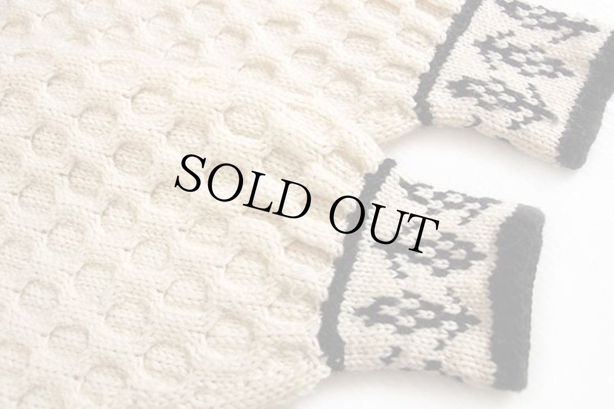 画像6: 90s ノルウェー製 DALE OF NORWAY ハイネック 編み柄×ケーブル編み 切り替え ウールニット カーディガン (6)