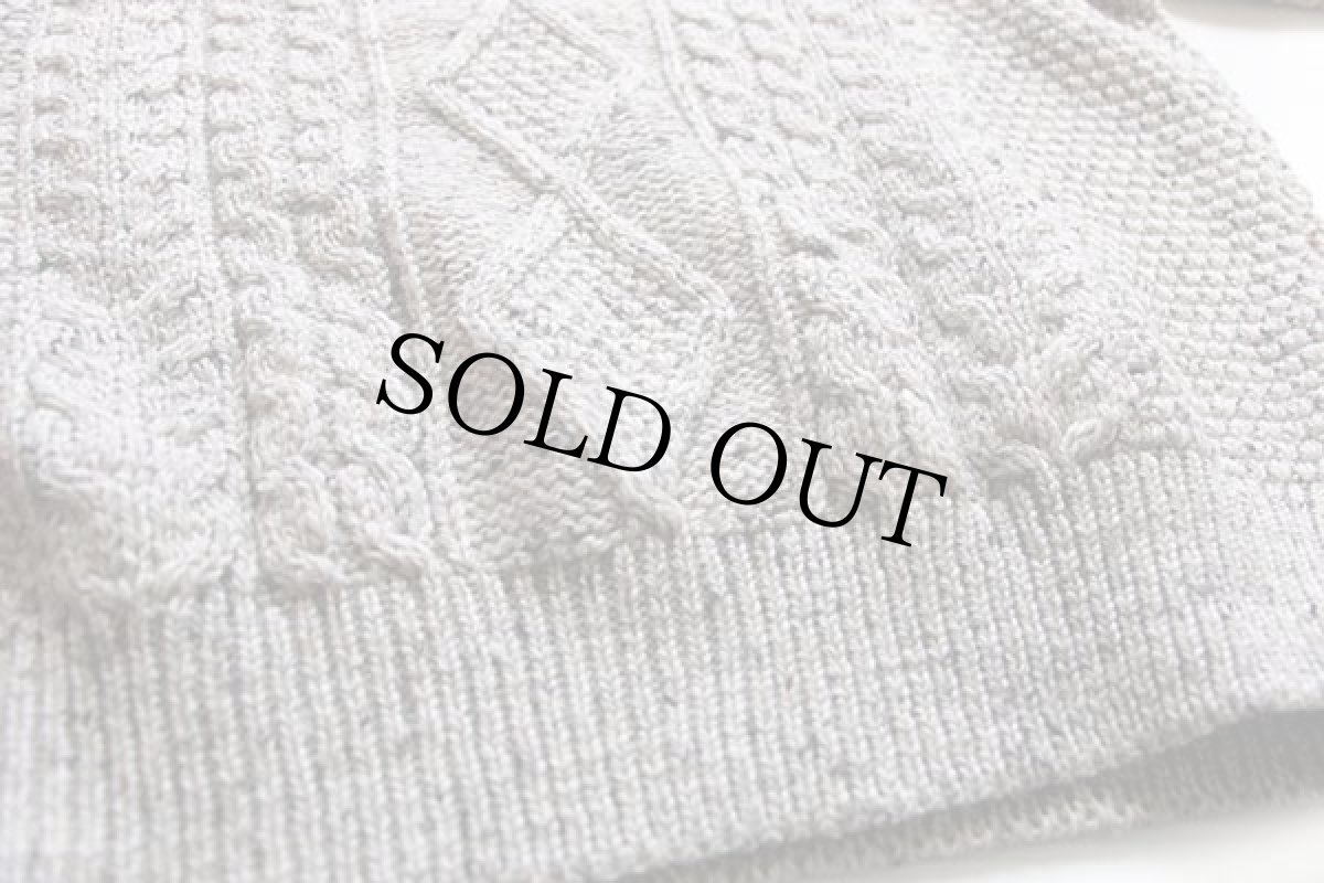 画像5: アイルランド製 Western Island ケーブル編み ネップ入り ウールニット セーター グレーベージュ★フィッシャーマン (5)