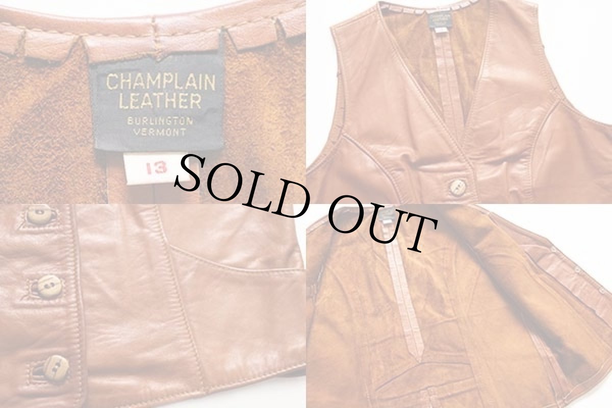 画像3: 70s USA製 CHAMPLAIN LEATHER レザーベスト 茶 13 (3)