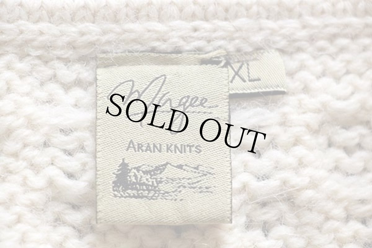 画像4: Magee ハイネック ケーブル編み ウールニット フルジップ セーター ナチュラル XL★カーディガン (4)