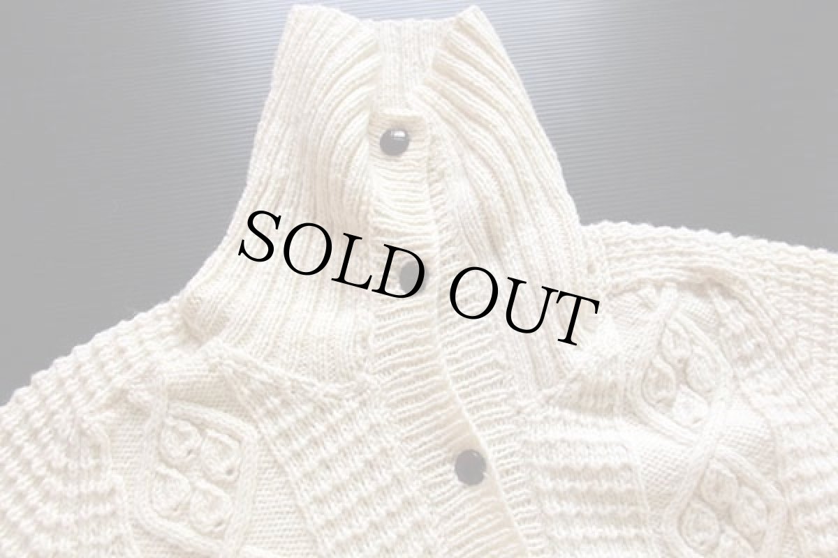 画像3: アイルランド製 Bunratty タートルネック ケーブル編み ウールニット カーディガン ナチュラル★フィッシャーマン (3)