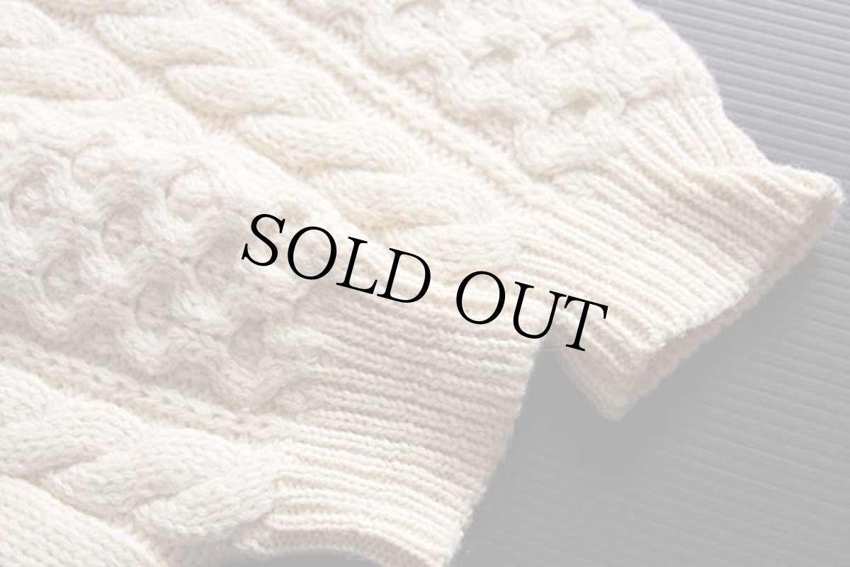 画像6: Magee ハイネック ケーブル編み ウールニット フルジップ セーター ナチュラル XL★カーディガン (6)