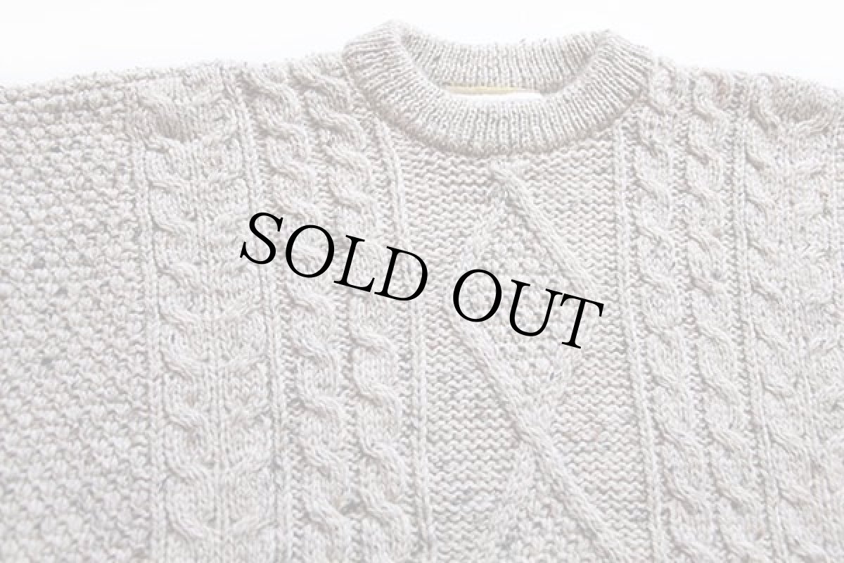 画像3: アイルランド製 Western Island ケーブル編み ネップ入り ウールニット セーター グレーベージュ★フィッシャーマン (3)