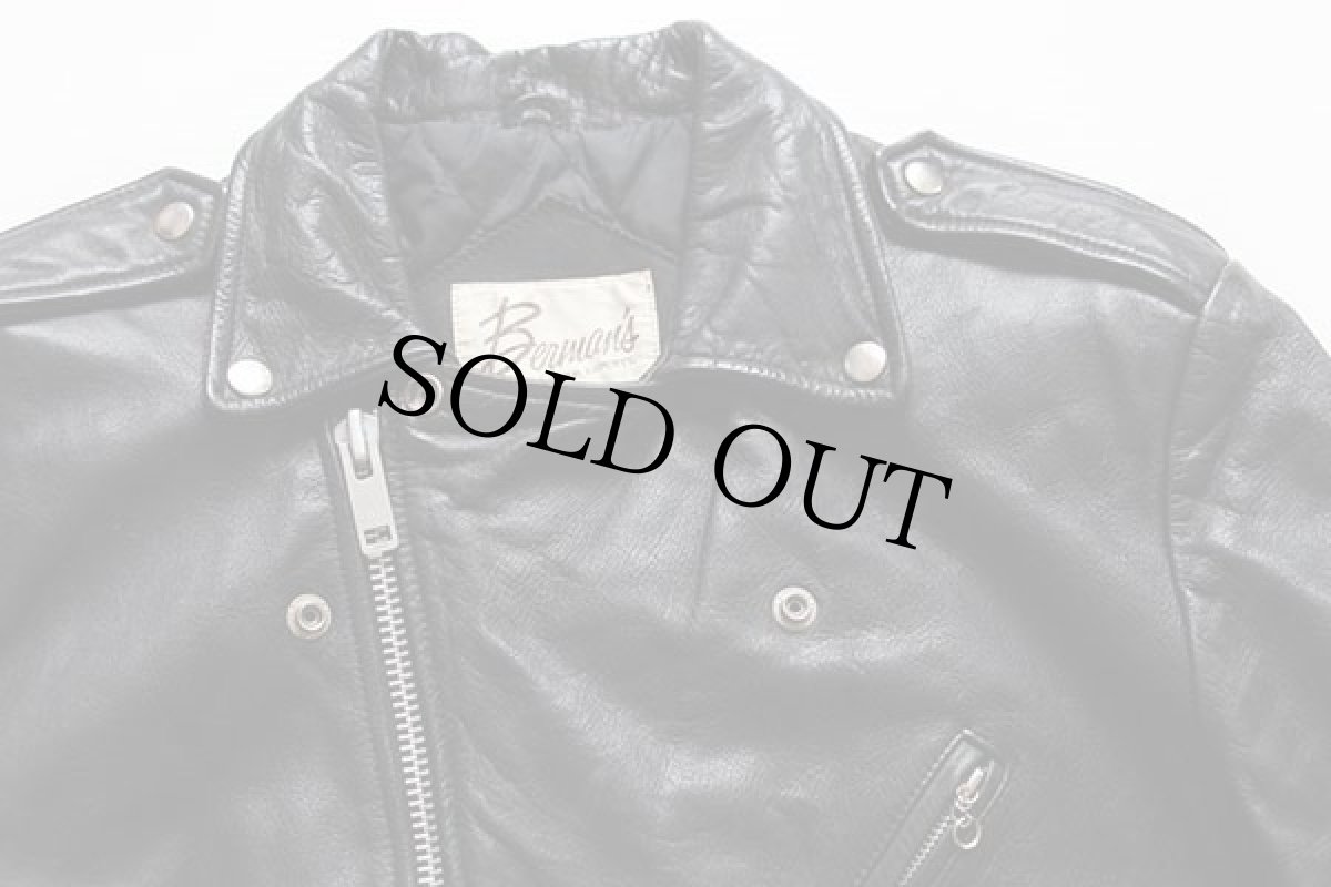 画像3: 80s Berman's キルティングライナー ダブルライダース レザージャケット 黒 40 (3)