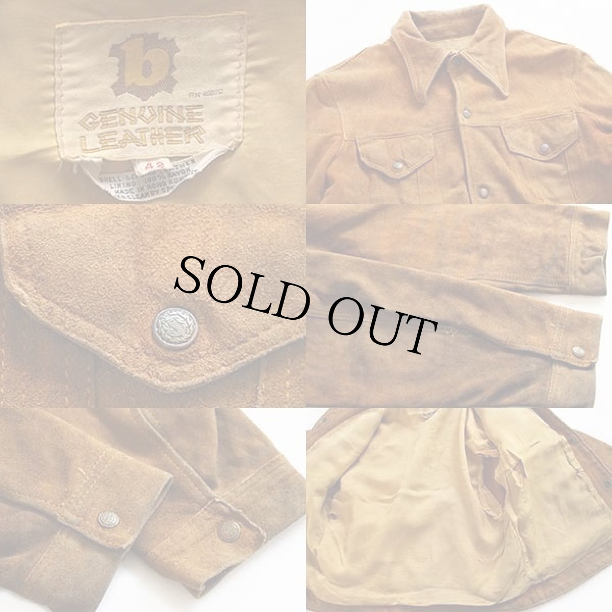 画像3: 70s UNKNOWN サードタイプ スエード レザージャケット 茶 42 (3)