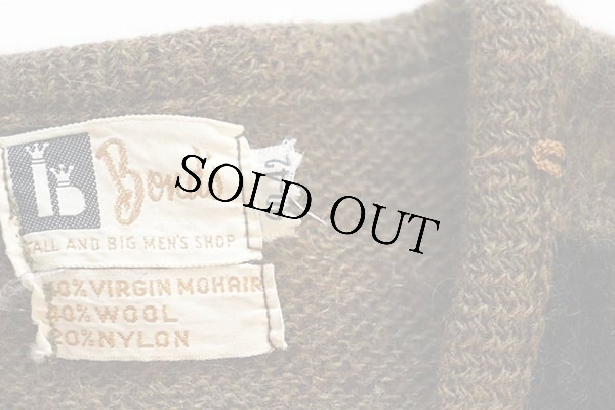 画像4: 60s Bond's チェック 切り替え モヘヤ ニット カーディガン 40-42 (4)