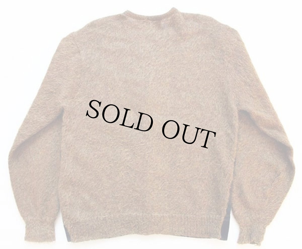 画像2: 60s Bond's チェック 切り替え モヘヤ ニット カーディガン 40-42 (2)