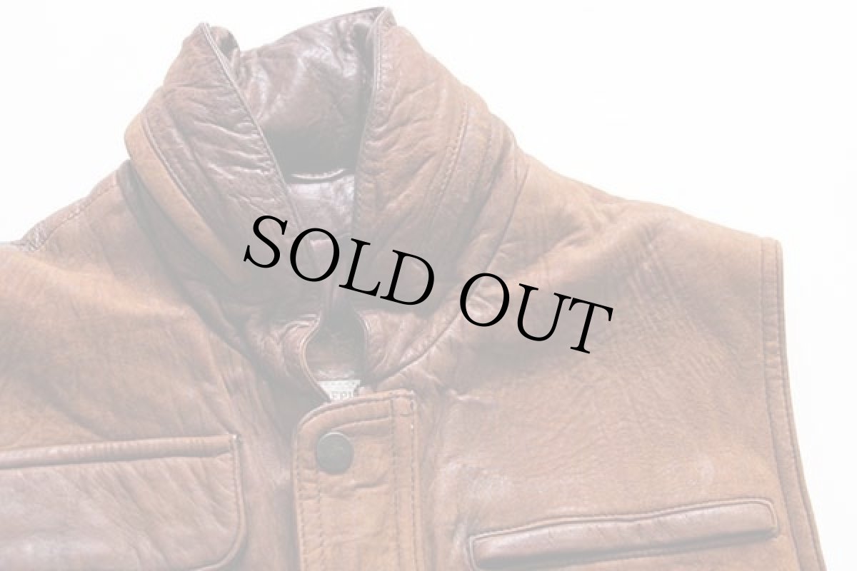 画像3: 80s BANANA REPUBLICバナナリパブリック ラムレザー サファリベスト 焦げ茶 XS★カメラマン (3)