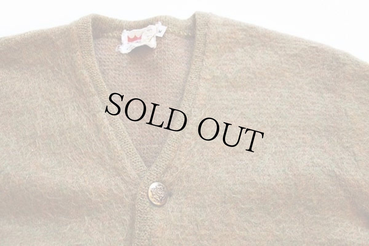 画像3: 60s GRANT-CREST W.T.GRANT モヘヤ ニット カーディガン 緑×茶 M (3)