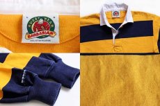 画像3: カナダ製 BARBARIANバーバリアン 太ボーダー コットン ラガーシャツ 黄色×紺 L (3)