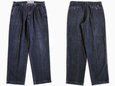 画像1: 90s USA製 DOCKERSドッカーズ ツータック ブラックデニム トラウザーズ w36 L32★Levi'sリーバイス (1)