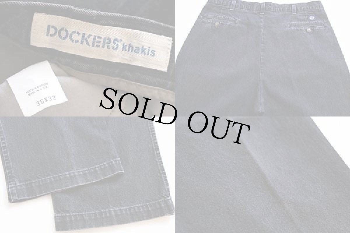 画像3: 90s USA製 DOCKERSドッカーズ ツータック ブラックデニム トラウザーズ w36 L32★Levi'sリーバイス (3)