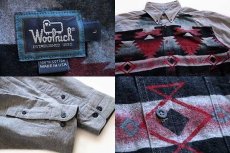 画像3: 90s USA製 Woolrichウールリッチ ネイティブ柄 ボタンダウン コットン シャモアクロスシャツ L (3)