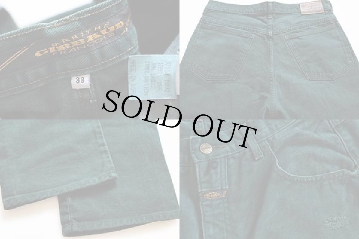 画像4: 90s USA製 MARITHE FRANCOIS GIRBAUDマリテフランソワジルボー テーパード カラーデニムパンツ 後染め 緑 33 (4)