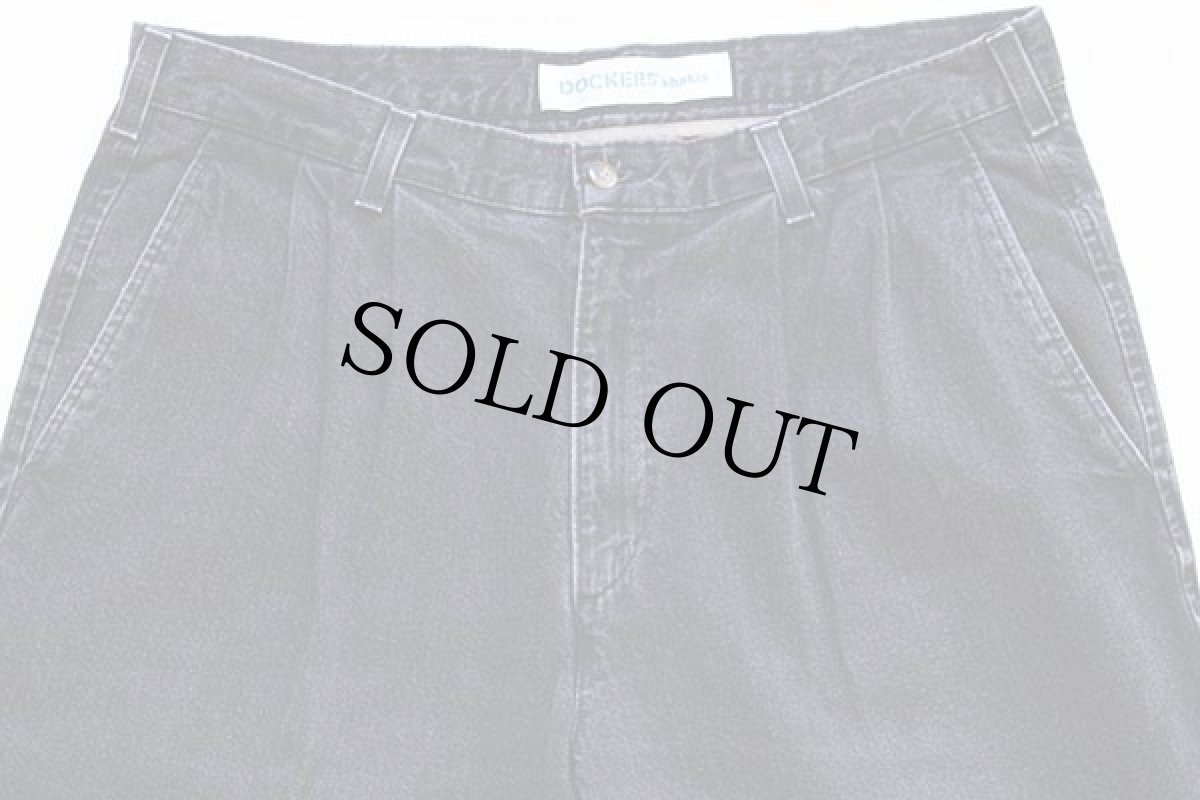 画像2: 90s USA製 DOCKERSドッカーズ ツータック ブラックデニム トラウザーズ w36 L32★Levi'sリーバイス (2)