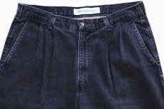 画像2: 90s USA製 DOCKERSドッカーズ ツータック ブラックデニム トラウザーズ w36 L32★Levi'sリーバイス (2)