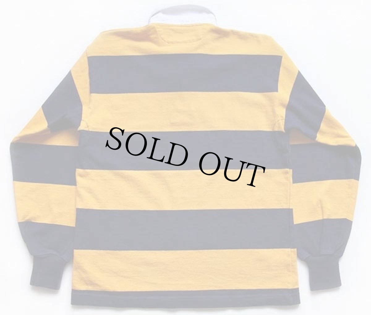 画像2: カナダ製 BARBARIANバーバリアン 太ボーダー コットン ラガーシャツ 黄色×紺 L (2)