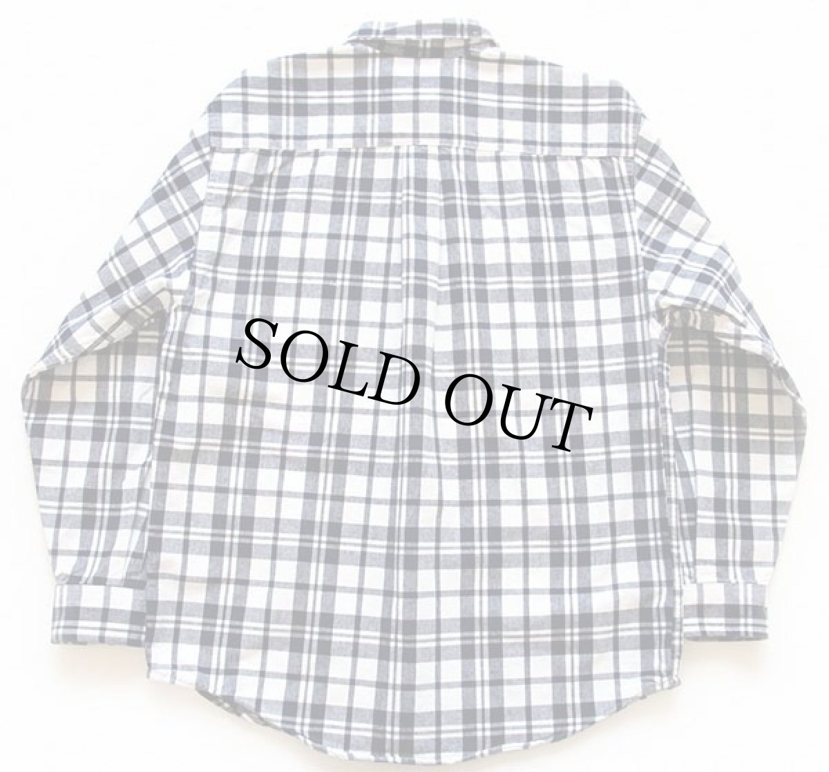 画像2: 90s EddieBauerエディーバウアー タータンチェック コットンシャツ 白×紺 S (2)
