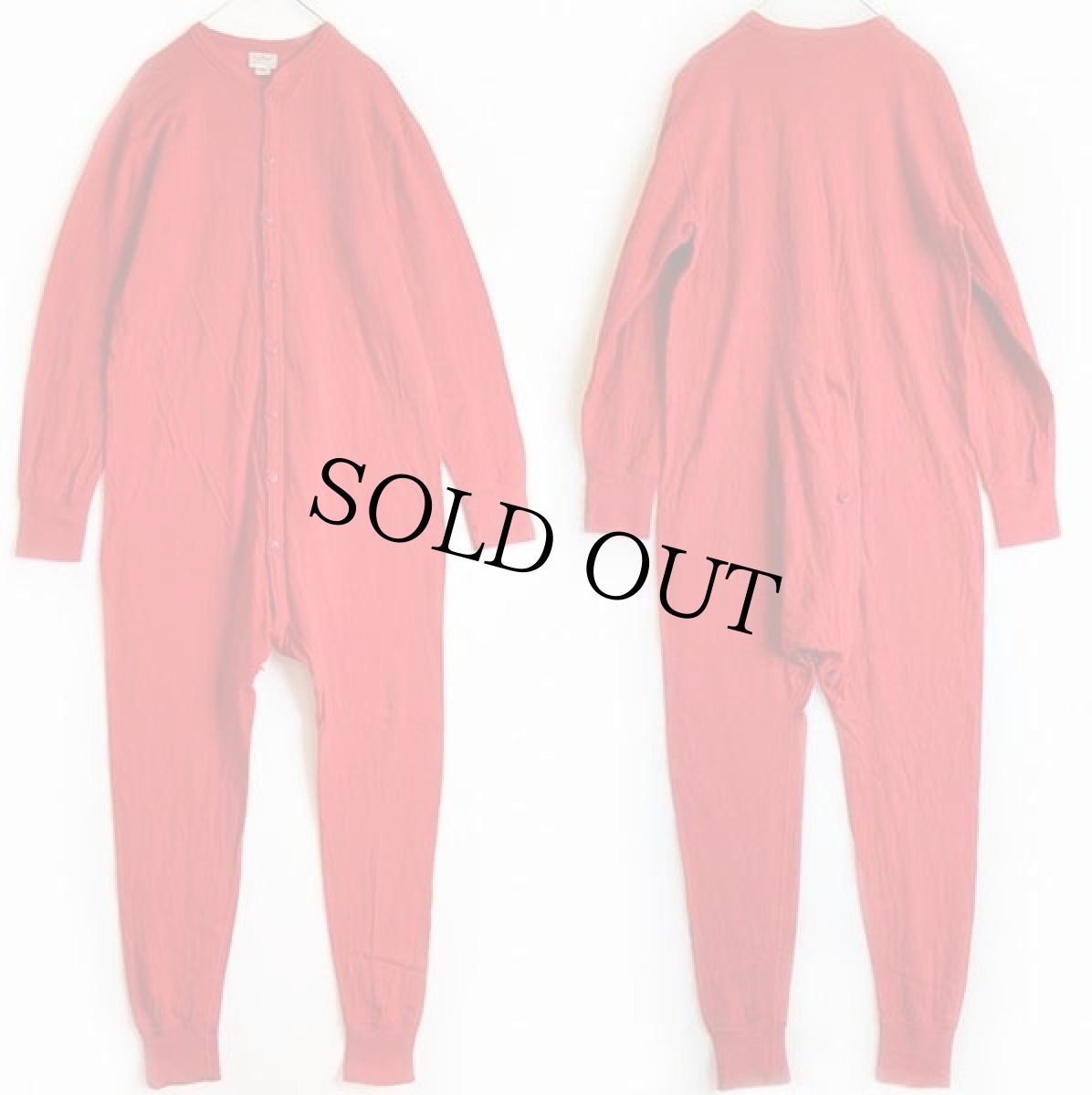 画像2: カナダ製 L.L.Bean 2レイヤー アンダー オールインワン ユニオンスーツ 赤 M (2)