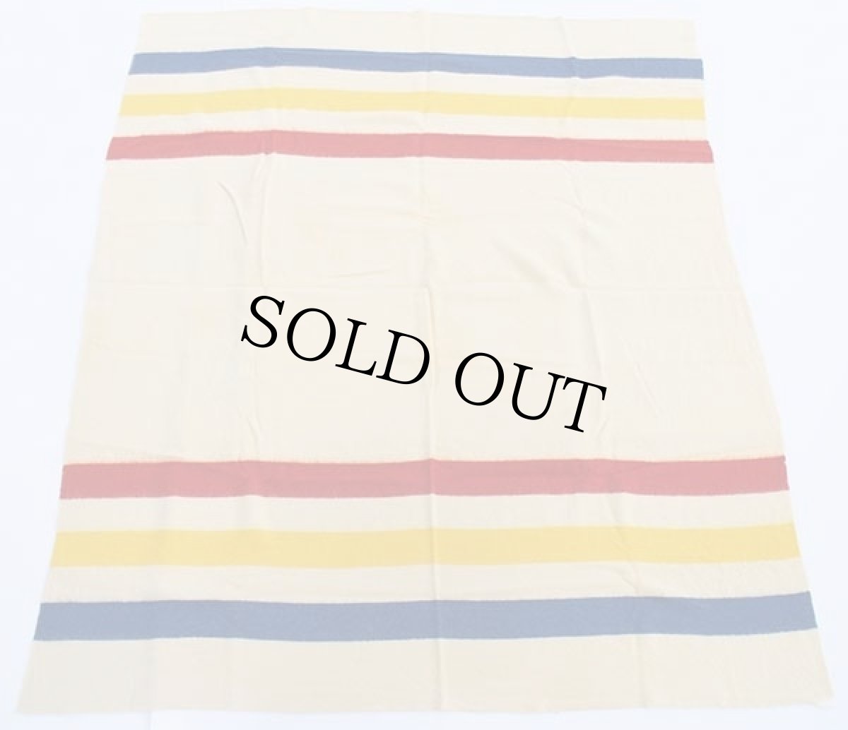 画像2: ビンテージ UNKNOWN マルチボーダー ウール ブランケット★B (2)