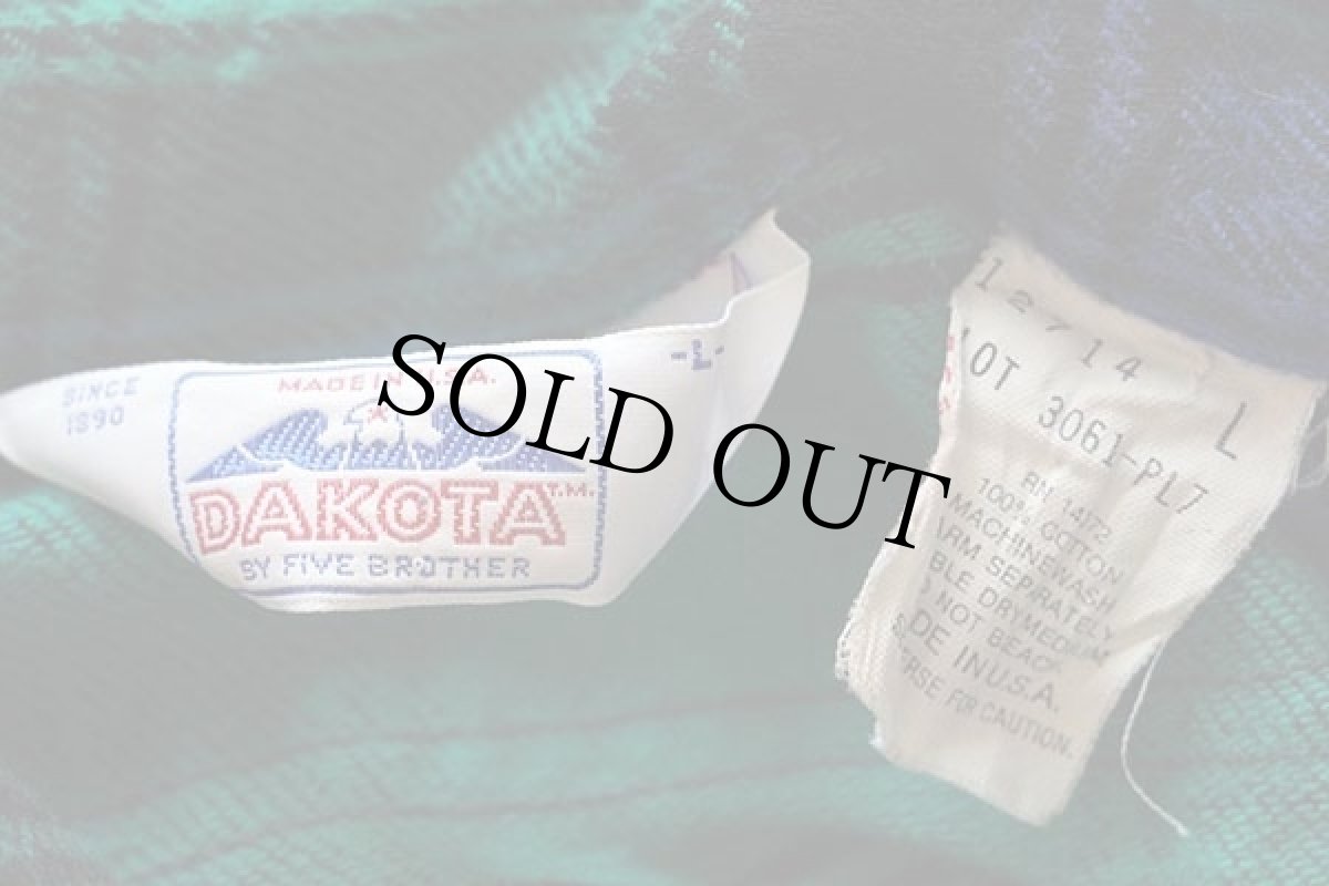 画像3: 80s USA製 DAKOTA FIVE BROTHERファイブブラザー チェック コットン フランネルシャツ L (3)