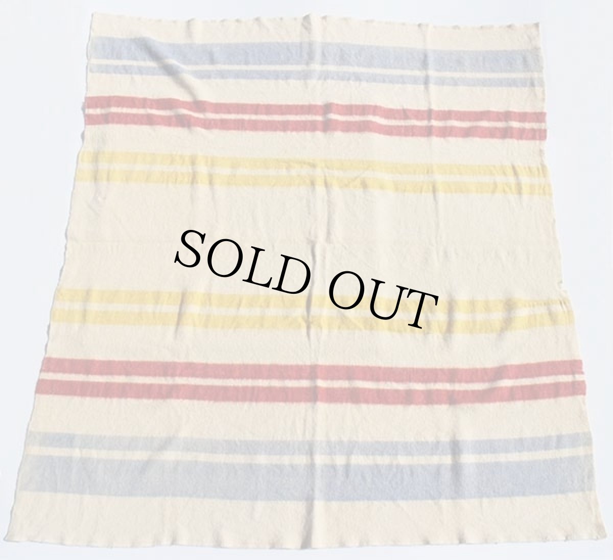 画像2: ビンテージ UNKNOWN マルチボーダー ウール ブランケット★A (2)