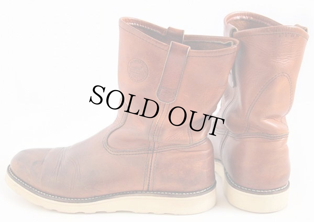 画像2: 90s USA製 REDWINGレッドウイング 866 緑犬タグ アイリッシュセッター ペコスブーツ 茶 9D (2)