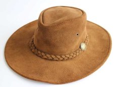 画像1: USA製 HENSCHEL HAT ヘンシェル コンチョ付き スエードレザー カウボーイハット 茶 S (1)